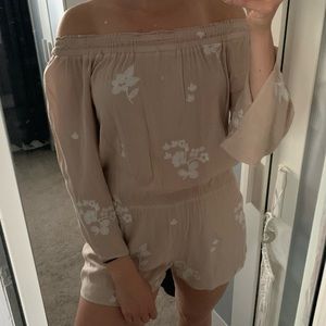 Tan & White Romper, Large Womens